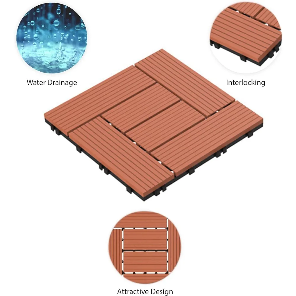 24-Pack Outdoor Deck Tiles Terracotta Freight Free Exterior Terrace Floor Garden Buildings Tile Supplies Home