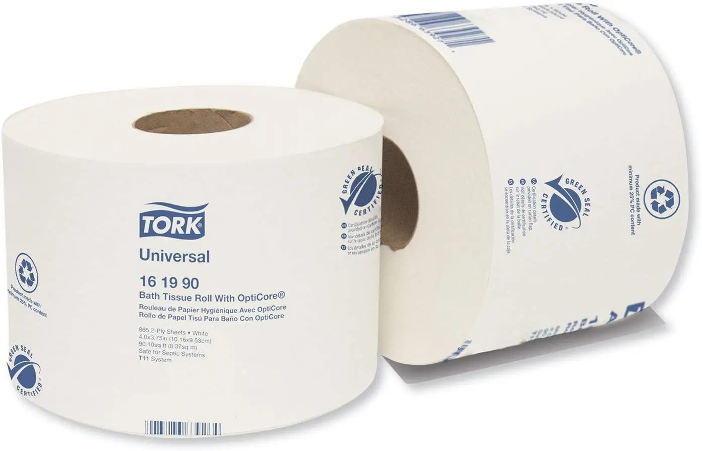 Tork 161990 Universal Bath Tissue Roll Opticore Tissue 36/865/Case