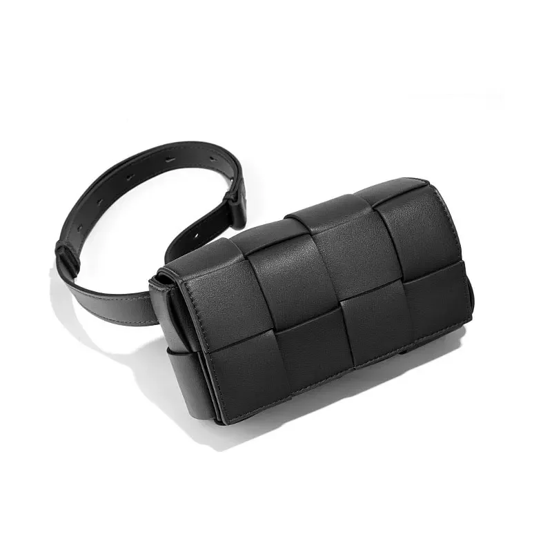 LOERSS-Bolso de hombro de piel de vaca para mujer, bolsa de almohada tejida, pequeña, cuadrada, ajustable, informal, bandolera con cadena