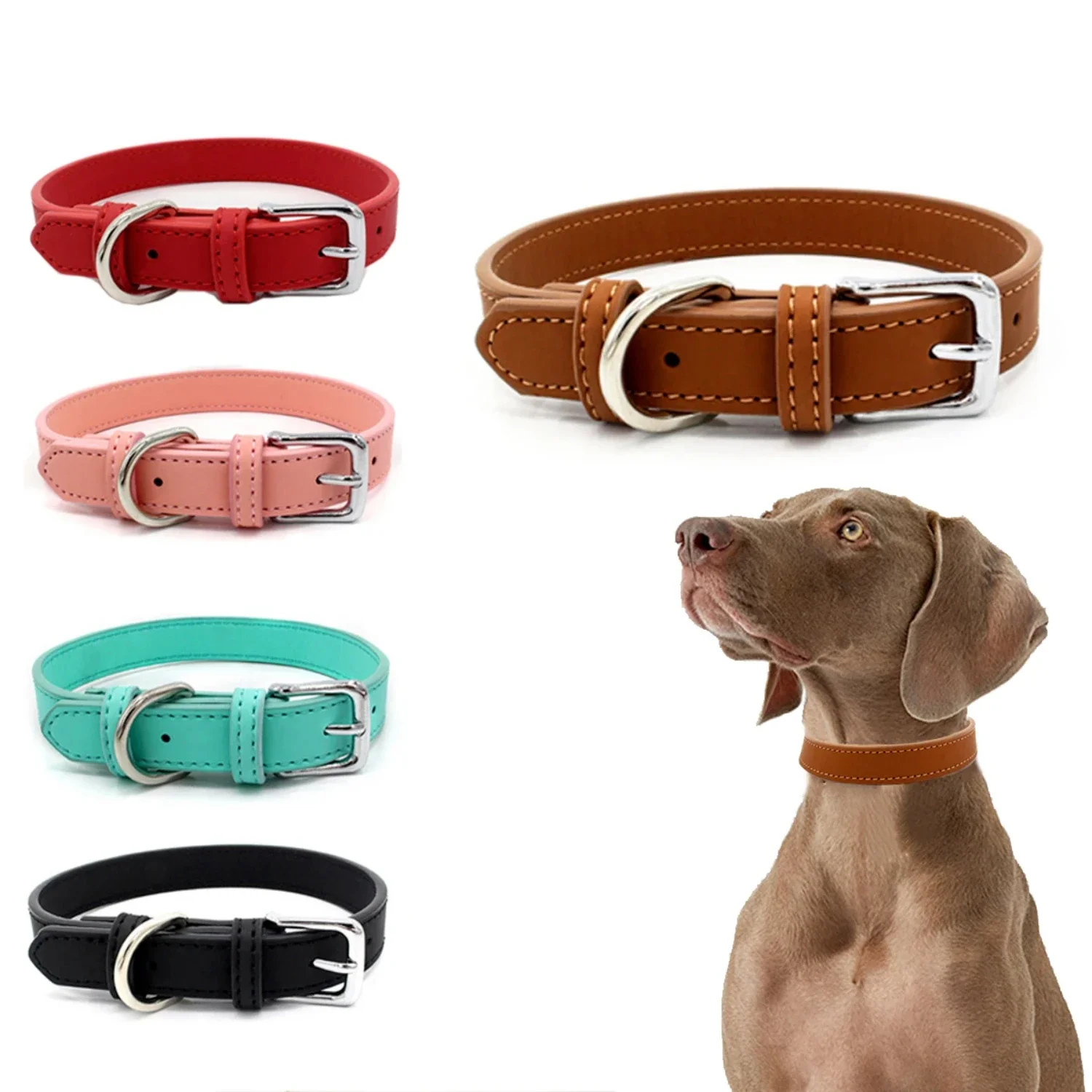 

Luxurious Premium Quality Handcrafted Personalized Leather Dog Collar Leash Lead Enhances Your Small to Medium Dog's Style - Ele