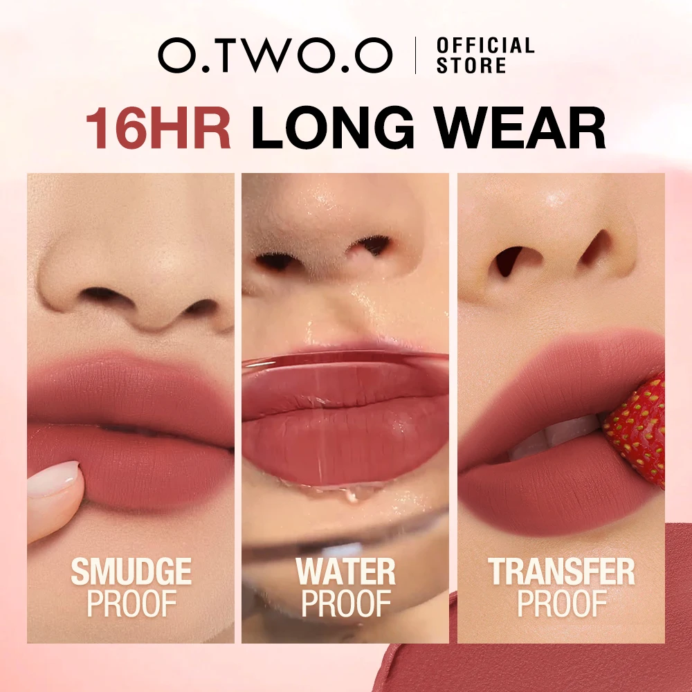 O.TWO.O Batom Lip Tint Matte Stay Color-Locking Waterproof Transfer-Proof Brilho Suave Não-Pegajoso Lip Glaze Batom Maquiagem