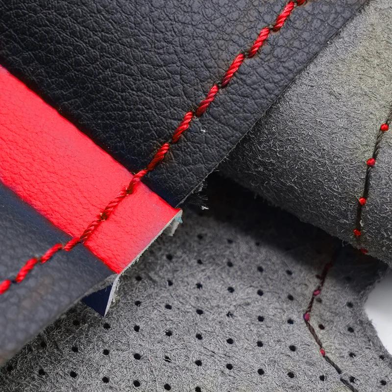 Car Steering Wheel Cover For Lada Vesta Xray 2015 - 2019 Soft Perforated Microfiber Leather DIY Braid with Needles & Thread Kits