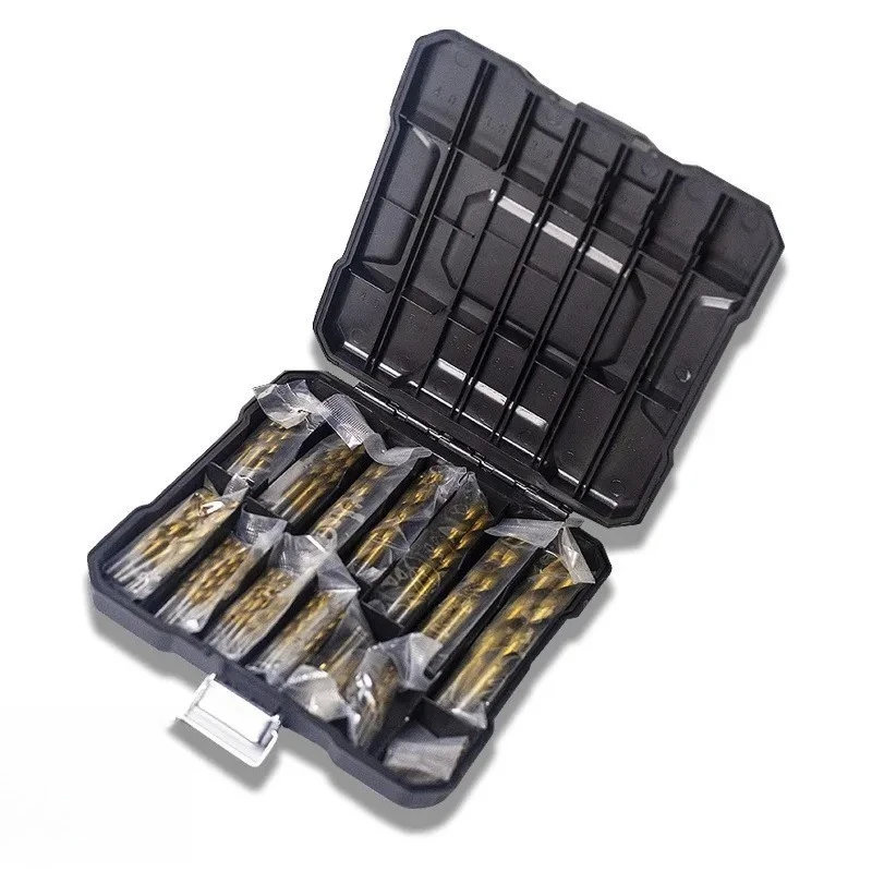 

99 pcs Titanium Coated High Speed Steel Drill Bit Set Hex Shaft Straight Spiral Twist Bits For Metal Wood Plastic Drilling