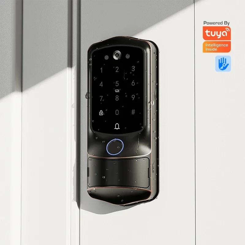 High Security Fingerprint Deadbolt Lock Tuya Electric Digital Password Keyless WiFi Smart Door Lock With Camera