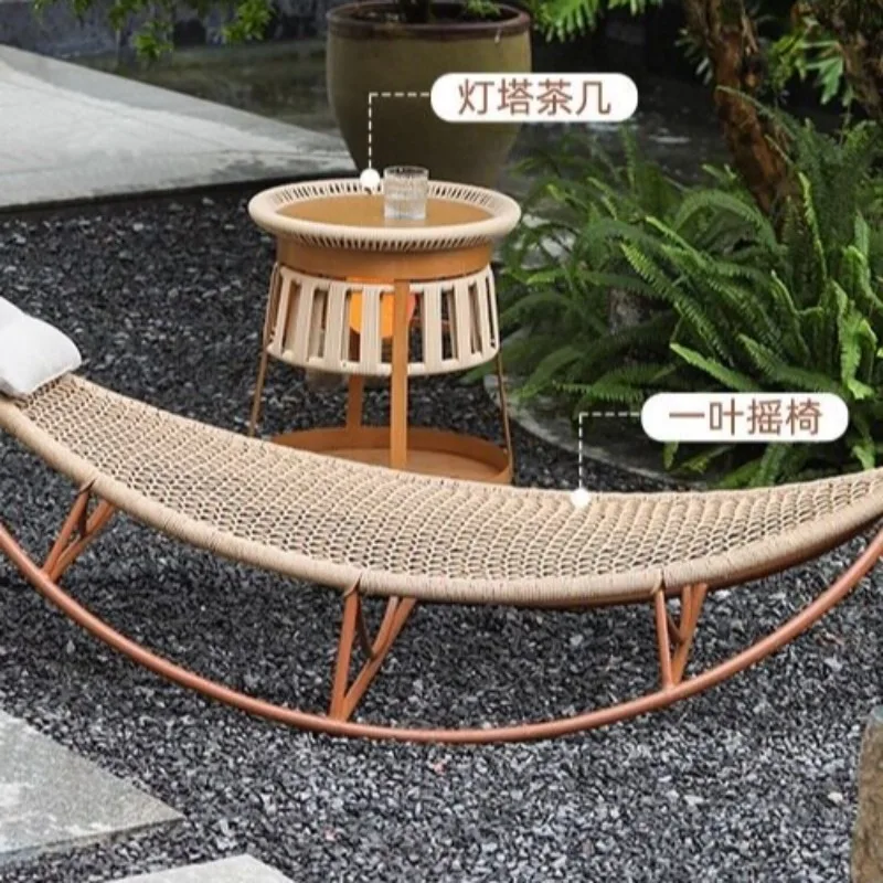 Rocking Chair Adult Recliner Balcony Lounge Chair Home Sleepable Rattan Chinese Style Patio Garden Outdoor Rocker Chair For Yard