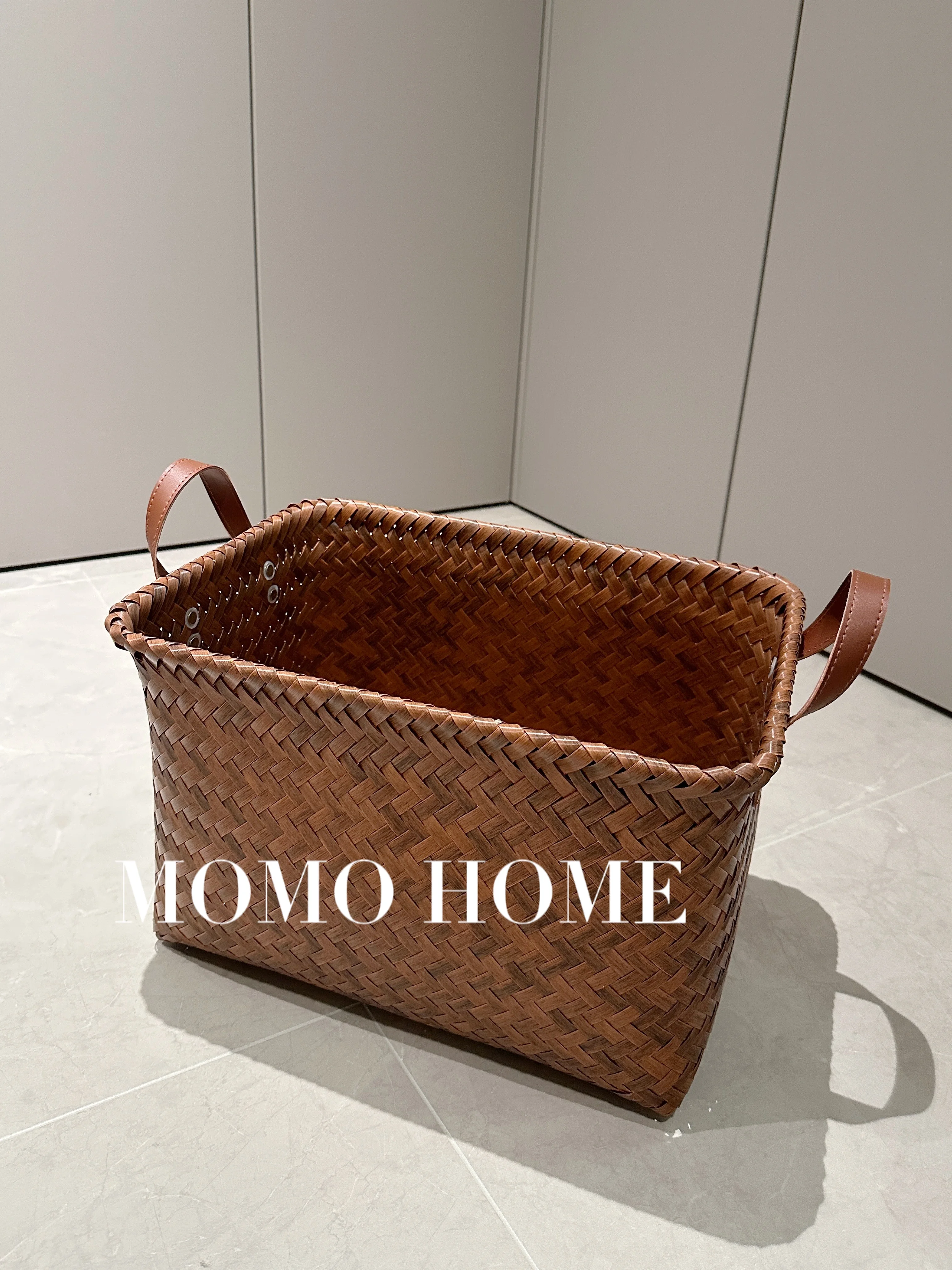 MOMO Home Dirty Clothes Storage Basket Dirty Clothes Basket Put Clothes Snacks Toys Bamboo Imitation Rattan Storage Basket