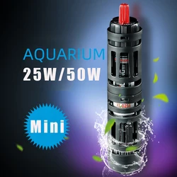 25W/50W Mini Fish Tank Heating Rod Aquarium Thermostat Turtle Heating Rod Ultra Short Protective Cover Adjustable Temperature