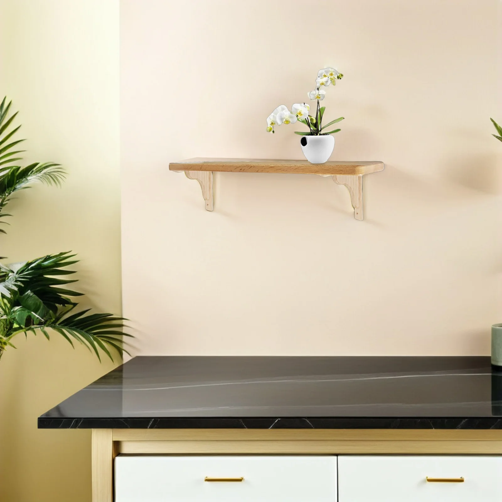 

2Pcs Wood Triangle Shelf Brackets Decorative Floating Wall Mount for Kitchen Living Room Bedroom Wooden Corner Support Holder