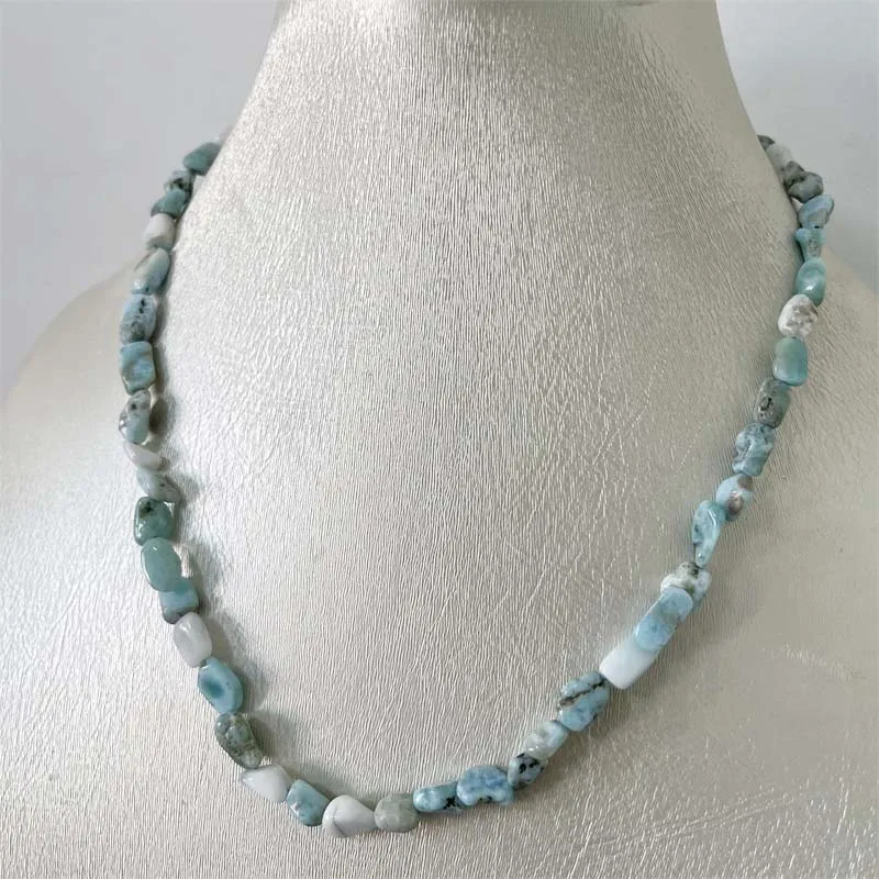 Dominican Republic Larimar Necklace Natural Stone Blue Beach Vintage Festival Woman Men Gril Dominicana Jewelry Surfer Erkek