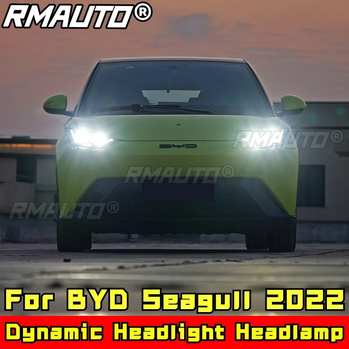 For BYD Seagull 2022 Body Kit Low High Beam Glossy Black Lambo Style Dynamic Headlight Headlamp Car Accessories