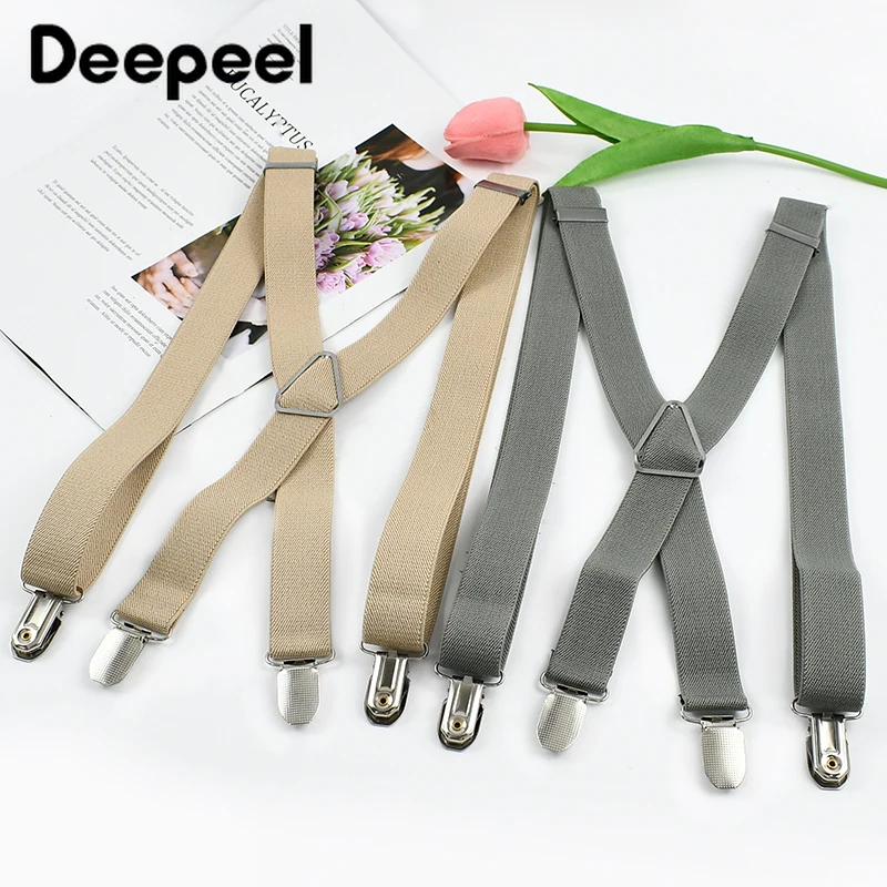 Deepeel 2.5*100 سنتيمتر الرجال الحمالات 4 مقاطع مطاطا ضبط حزام تسخير الكبار رجل الأقواس ل شماعات السراويل حزام رياضي اكسسوارات