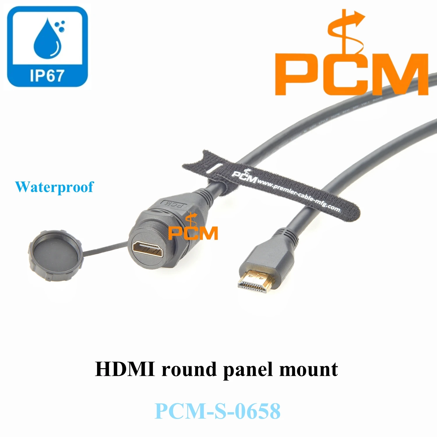 IP67/IP68 HD Port Panel Mount Cable with Waterproof Cap Dust Cover HD Female to Male Cable 4K HD Vedio Cable for AV Devices