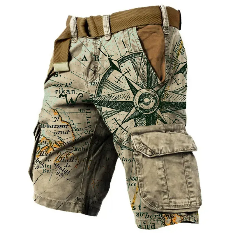 New Fashion Hot 3D Printed Men's Casual Cargo Shorts Fashion Street Shorts Men's Cargo Sports Shorts