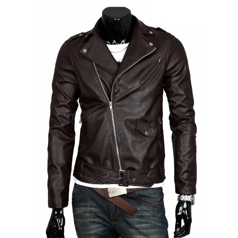 The Walking Dead Negan Cosplay Jacket Punk Men PU Leather Jacket Motorcycle Fashion Slim Fit Leather Coat