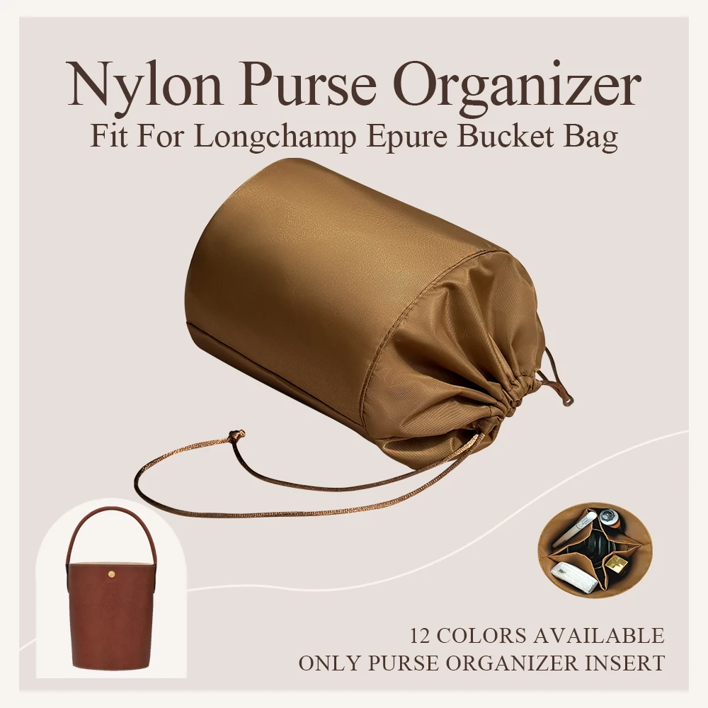 

Nylon Purse Organizer Insert Fit for Longchamp Epure Bucket Bag Inner Liner Storage Bag Lightweight Drawsting Handbag Inside Bag