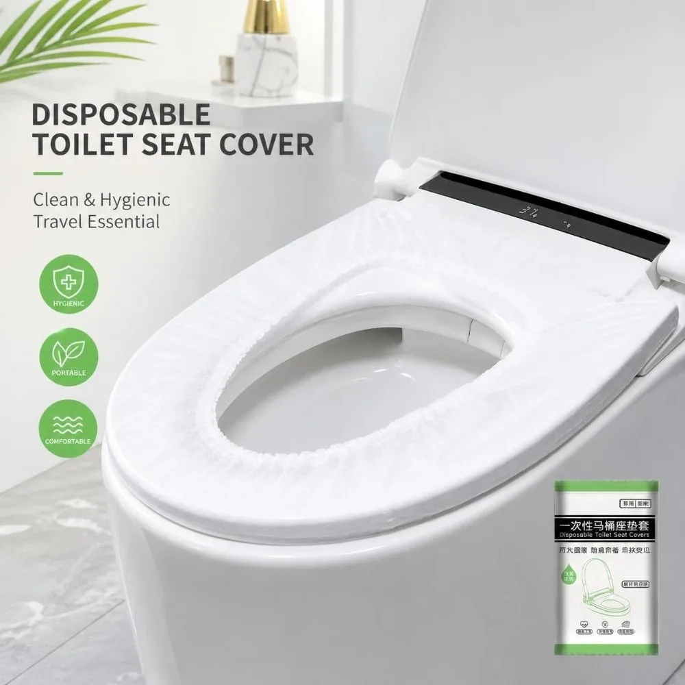 10pcs Hygienic Non-woven Fabrics Disposable Toilet Seat Cover Double Layer Portable Toilet Cover Toilet Mat Pad Travel