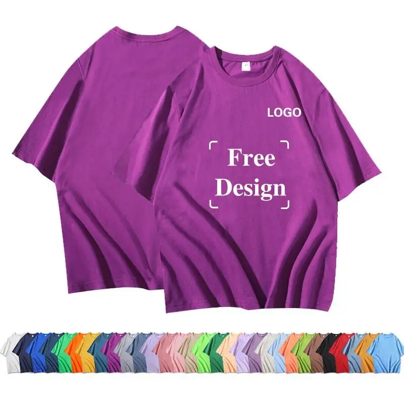 Мужская и женская однотонная футболка с круглым вырезом, индивидуальный логотип, 100% хлопок, свободная рубашка для команды, рабочая одежда, оптовый дизайн