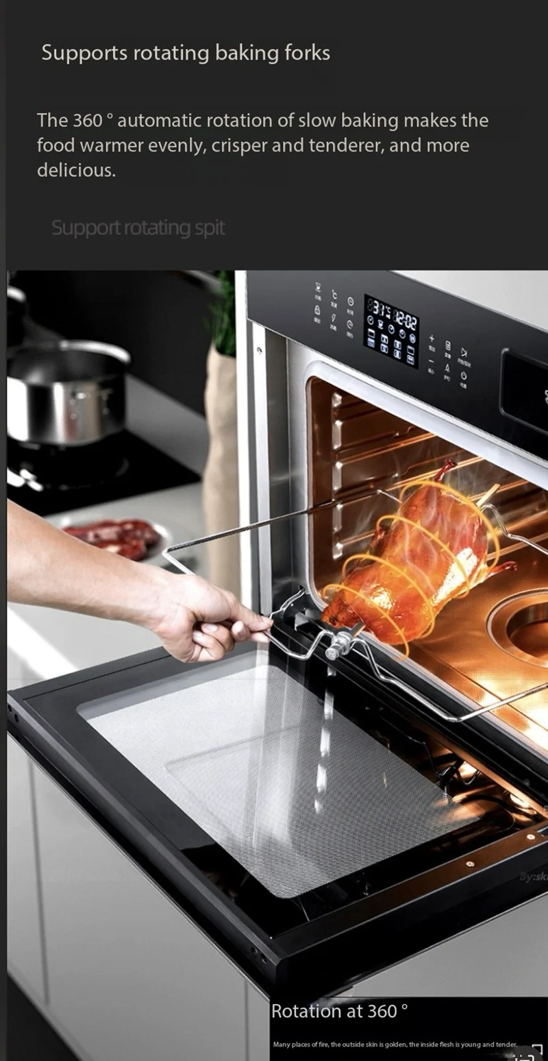 60L Steam Oven  Bake Combo Dual Voltage Food Grade Stainless Steel 3D Hot Air Circulation 230°C Max for Commercial Kitchen Use