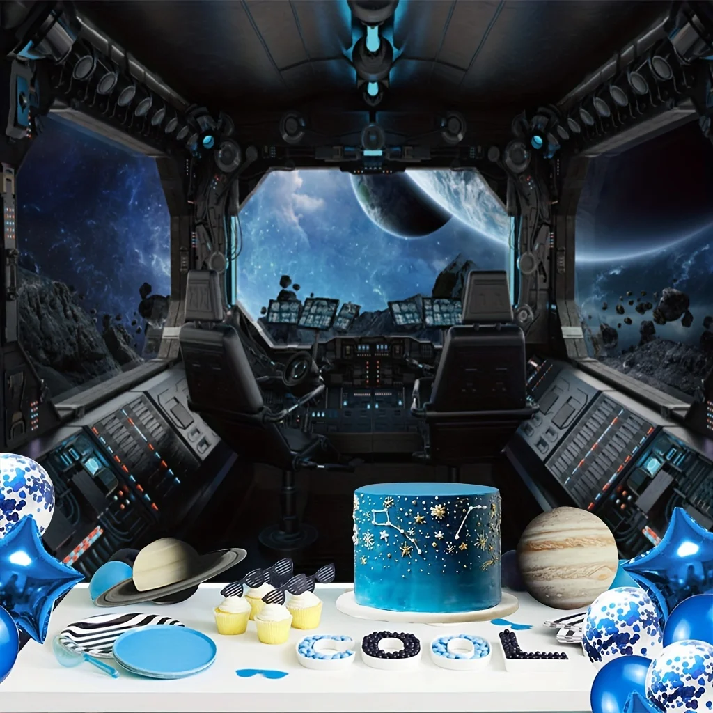 لافتة داخلية للمركبة الفضائية المستقبلية لأعياد الميلاد والذكرى السنوية والوحشات بين الجنسين - ديكورات العطلات العالمية