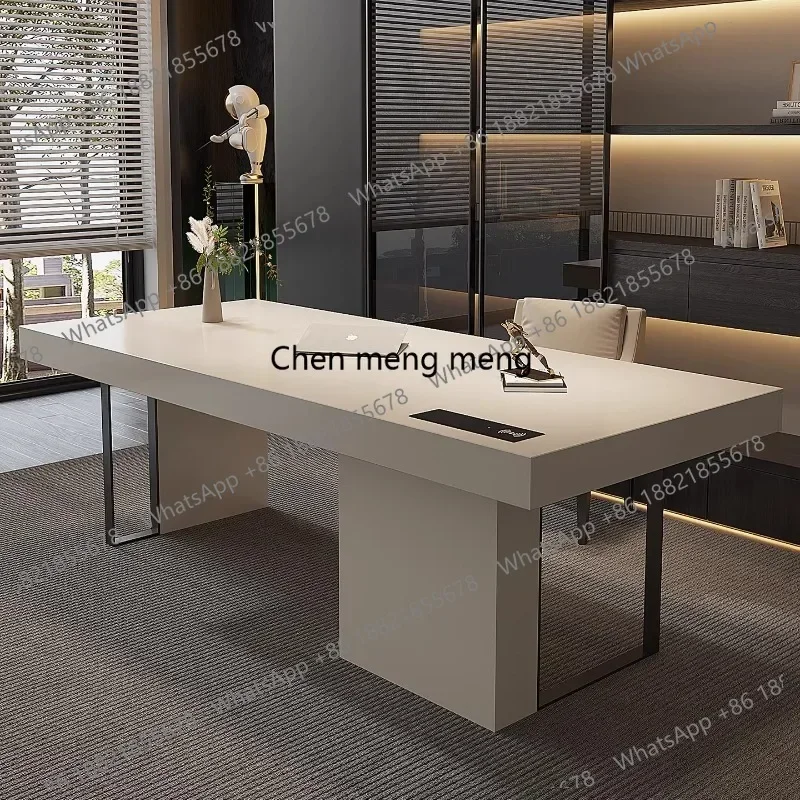 01A Light luxury Italian minimalist desk Modern simple solid wood home living room computer office writing desk