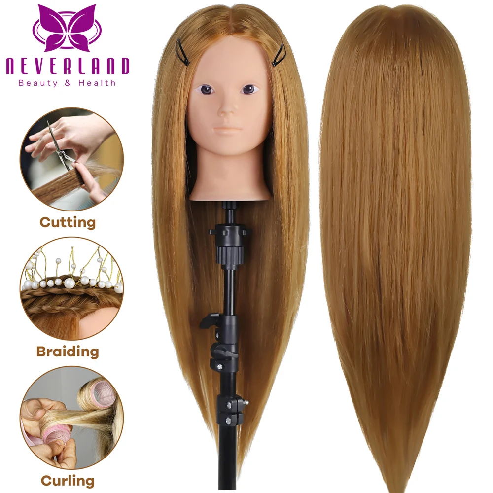 NEVERLAND Makeup Practice Training Head 24inch 50% Real Hair Training Hairdressing Mannequin Head Styling Training Doll Head