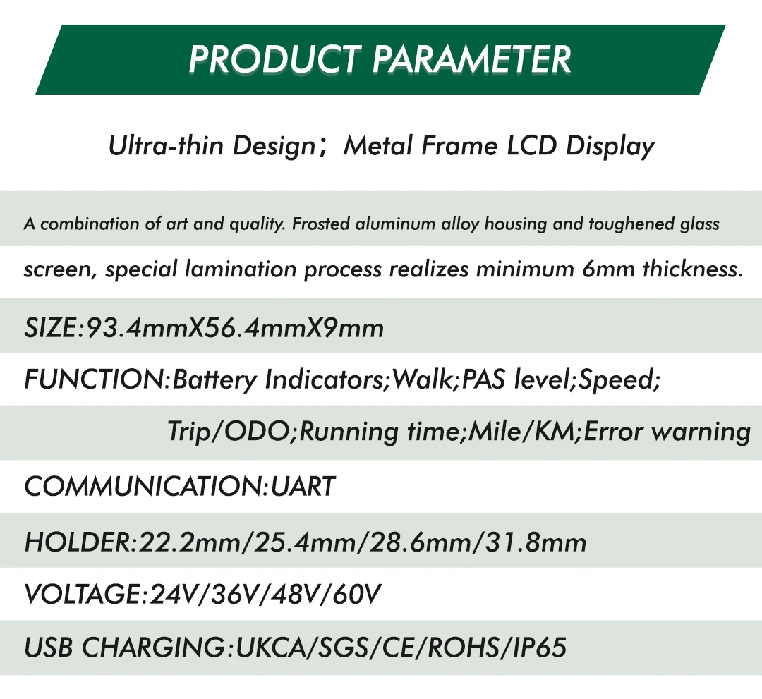 UART2 M5 N2 24V 36V 48V Elektrische Fahrrad Wired Tacho Display E Roller LCD Panel Mit USB UART Für Berg Elektrische Fahrrad – Detail 7