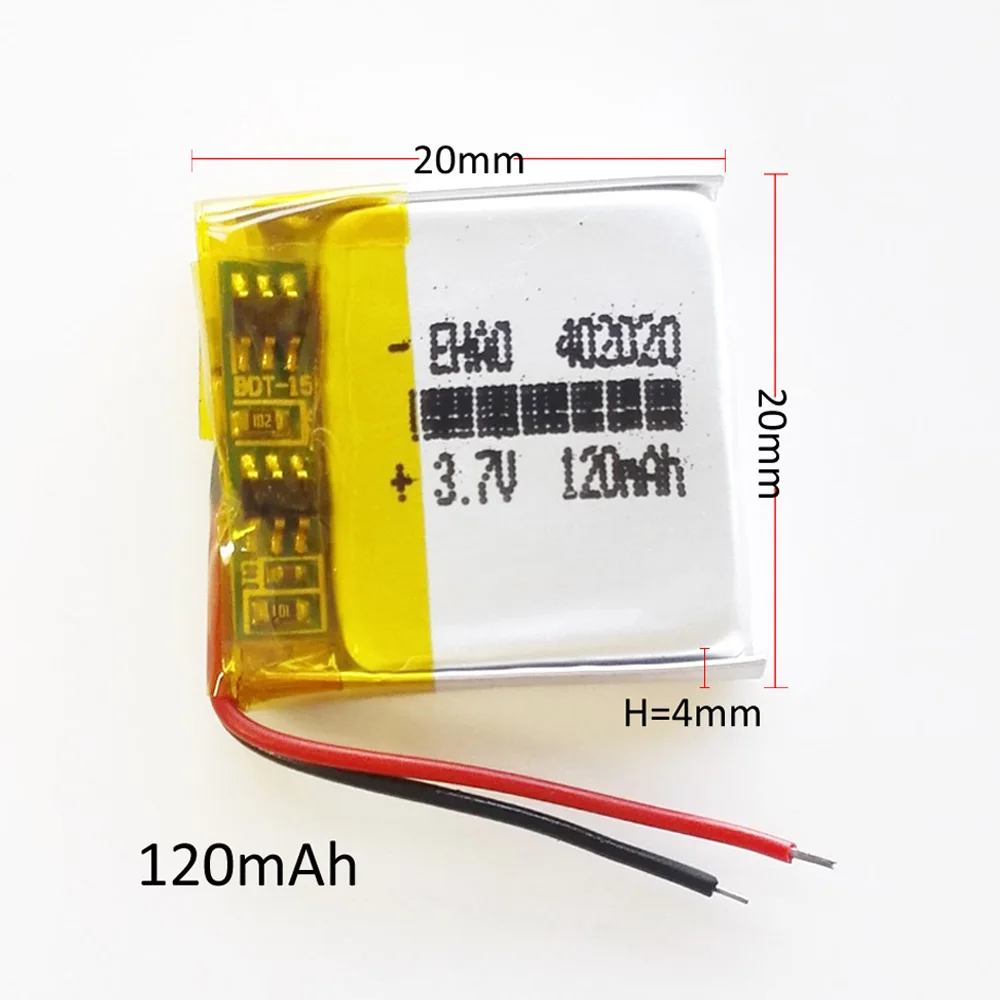 3.7V 120mAh LiPo Rechargeable Battery 402020 JST 3Pin Plug 1.0/1.25/1.5/2.0 For Mp3 GPS Bluetooth Headphone Headset Smart Watch