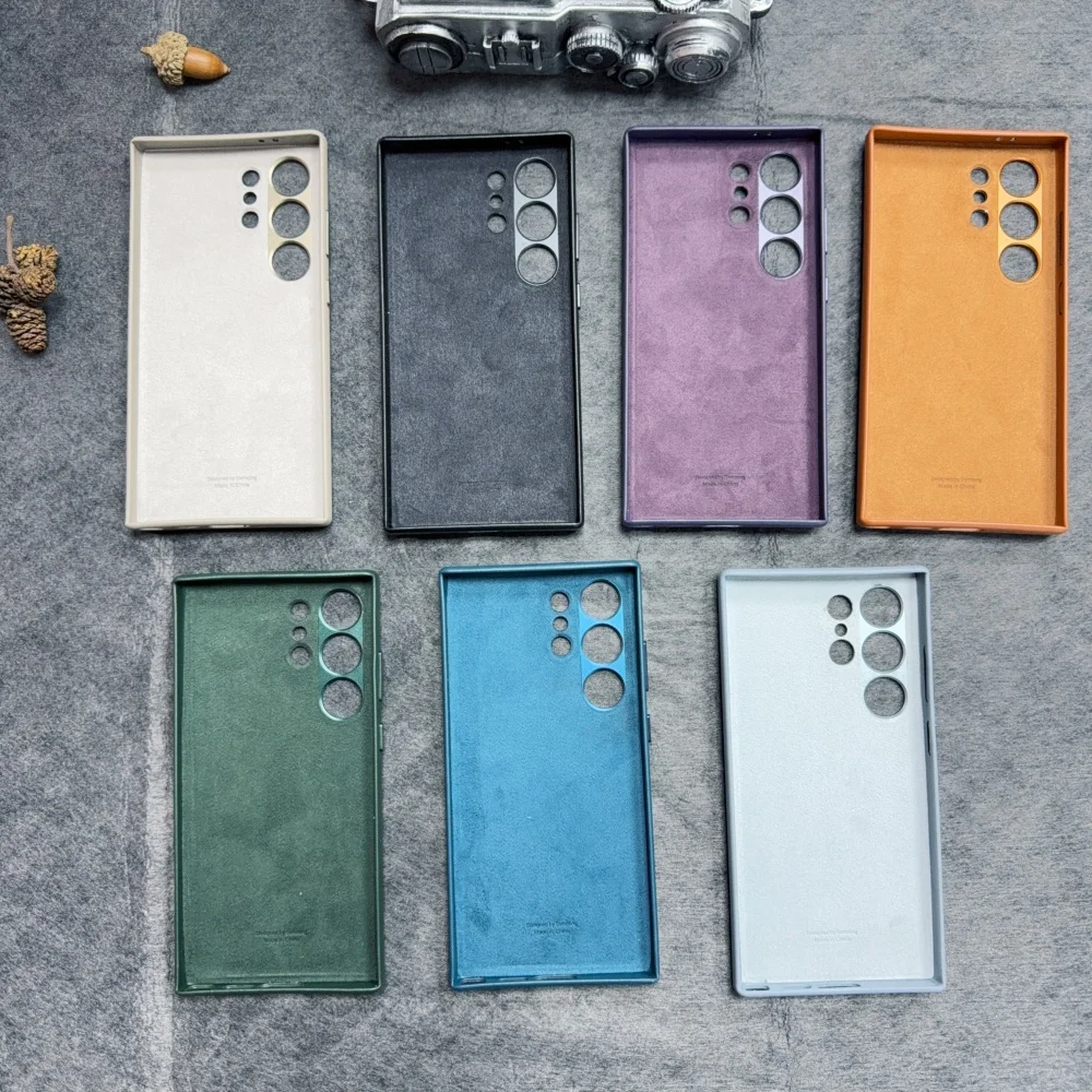 Genuinely Crafted Vegan Leather Case For Samsung Galaxy S24 Ultra S24+ Plus S23 Ultra S22 Ultra Back Cover Plain Korean Business