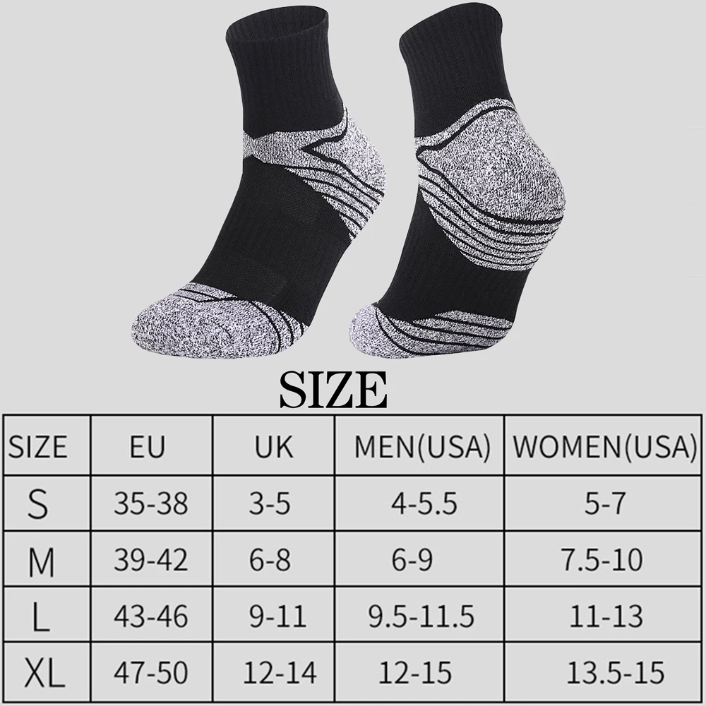 3 أزواج من الجوارب الرياضية الممتصة للرطوبة ذات النعل السميك للجنسين مع قيعان مبطنة مثالية للجري والرياضات الاحترافية EUR35-50
