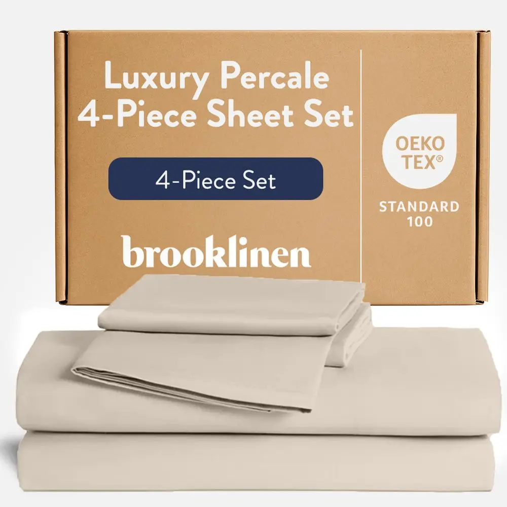 

Luxury Percale Sheet Set 4 Piece 100 Cotton Bed Sheets 1 Fitted amp 1 Flat Sheet, 2 Pillowcases Cotton Percale Sheets for Hot S