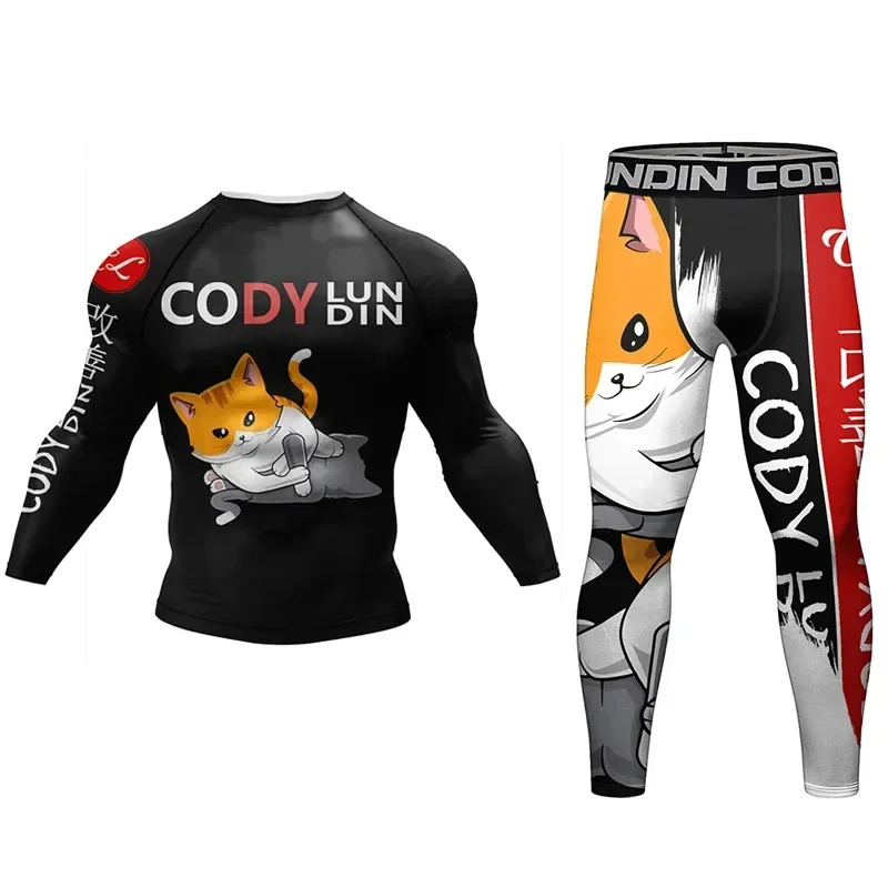 MMA Muay Thai ropa deportiva conjunto de boxeo de compresión chándal hombres entrenamiento deportivo culturismo entrenamiento Rashguard Fitness ropa de gimnasio