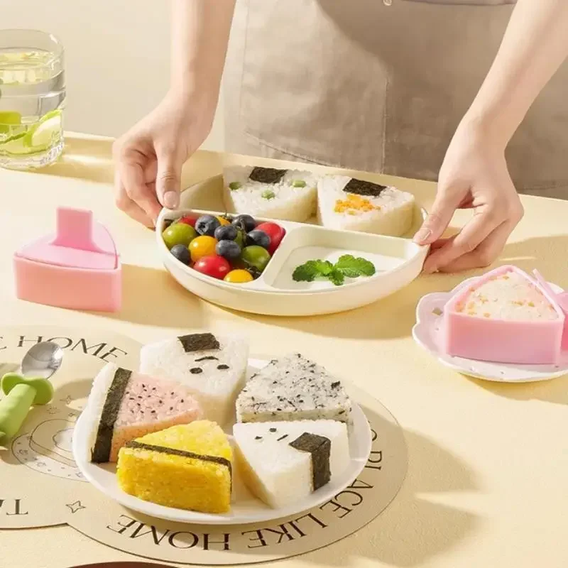 Molde triangular para Sushi, cebolla, bola de arroz, prensa de alimentos, juego de utensilios de cocina Bento japonés, Kit de marco para fabricante de Onigiri, herramientas, aparatos de comedor