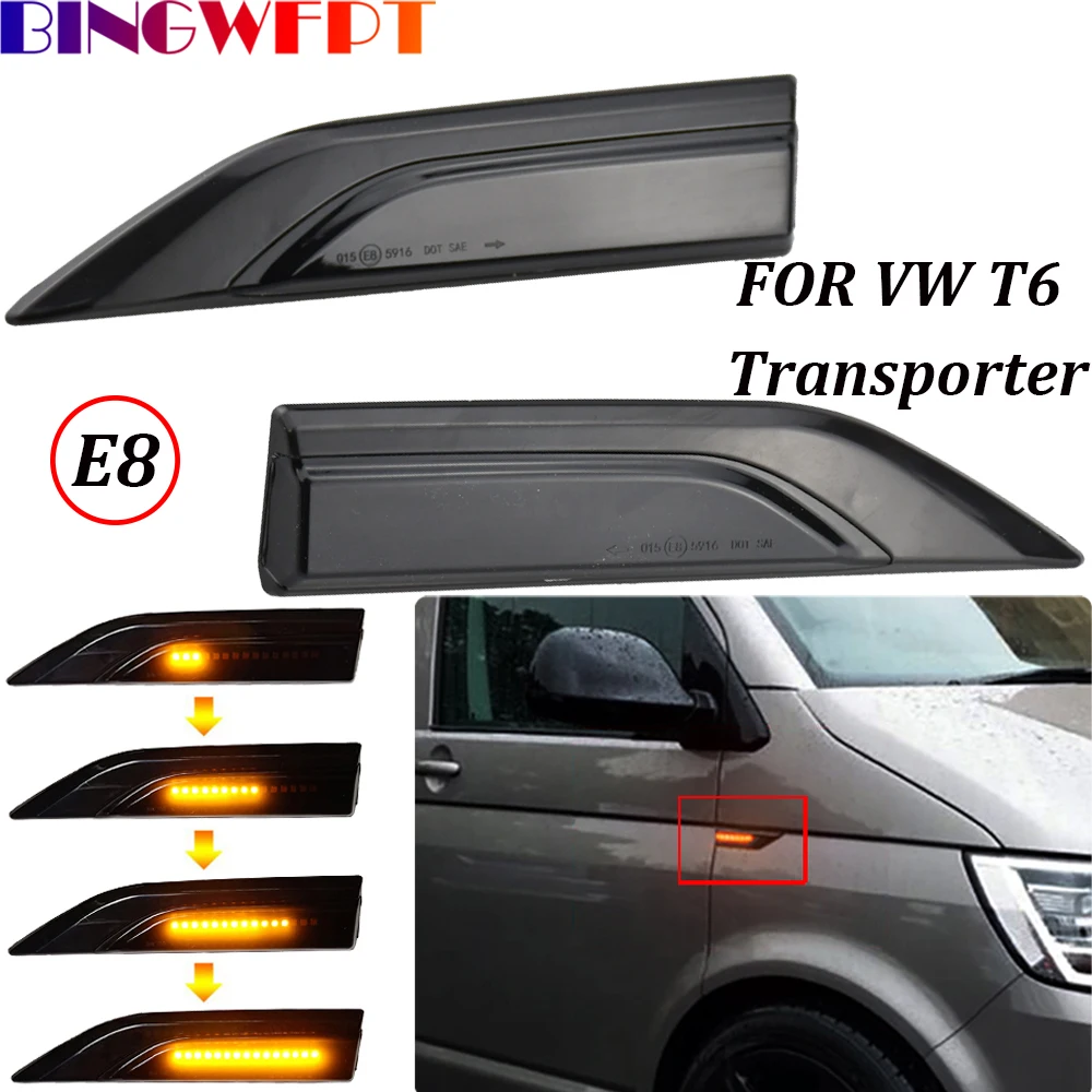 2X Dynamic Blinker Indicator Side Marker Turn Signal Light for VW Transporter Multivan T6 LED Sequential Lamp