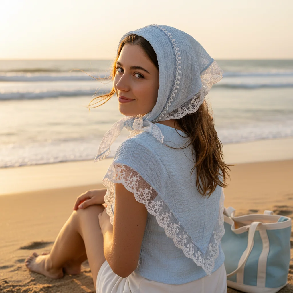 

Triangle Bandana Headscarf For Beach Photography Polyester Spandex Blend Lightweight Comfortable UV Protect