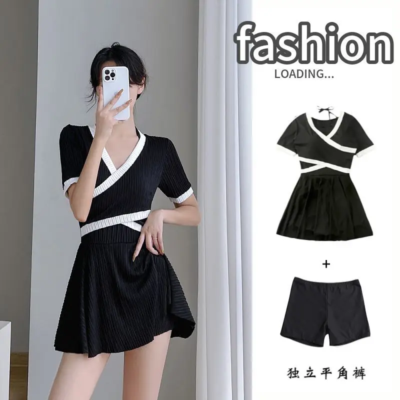 

Купальник2025Новая женская юбка с коротким рукавом в корейском стиле Hot Springs