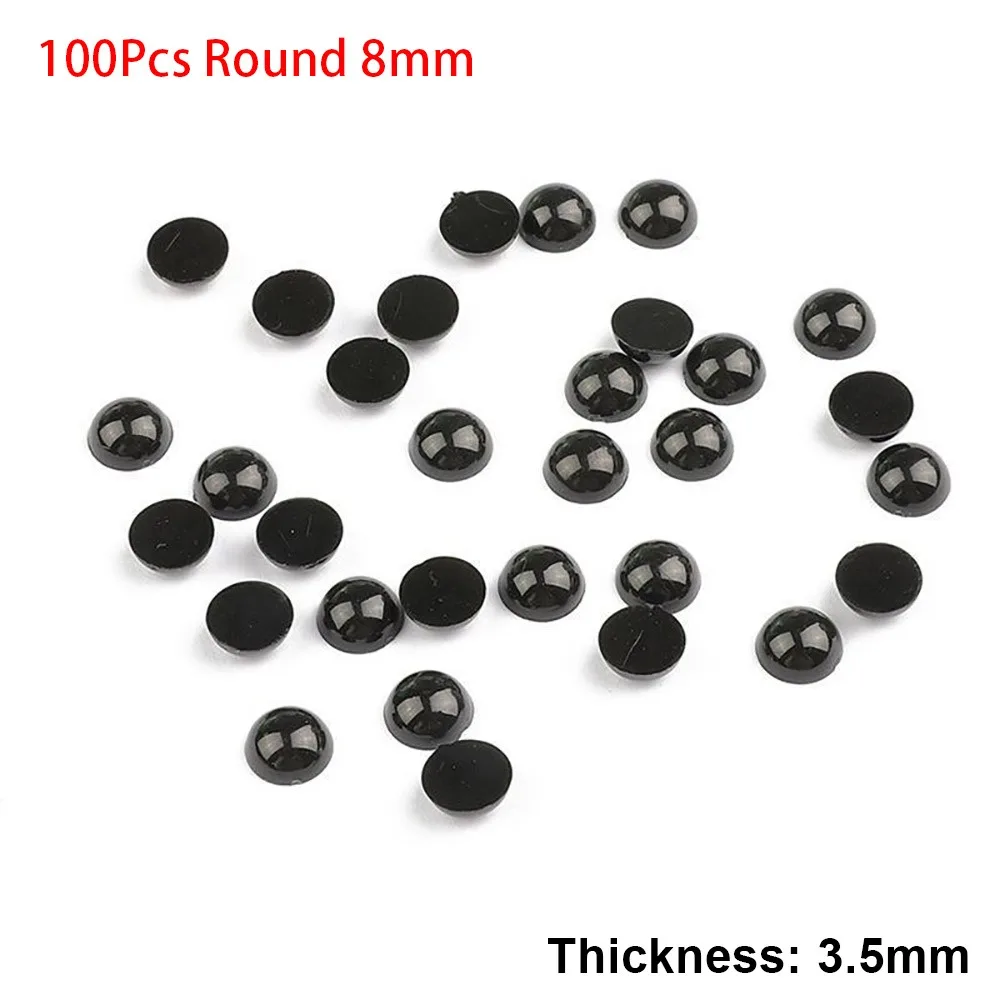 100-500Pcs New 3-8mm Half Round Beads Plastic Black Round Eyes Accessories DIY Crafts Eye Bead Children