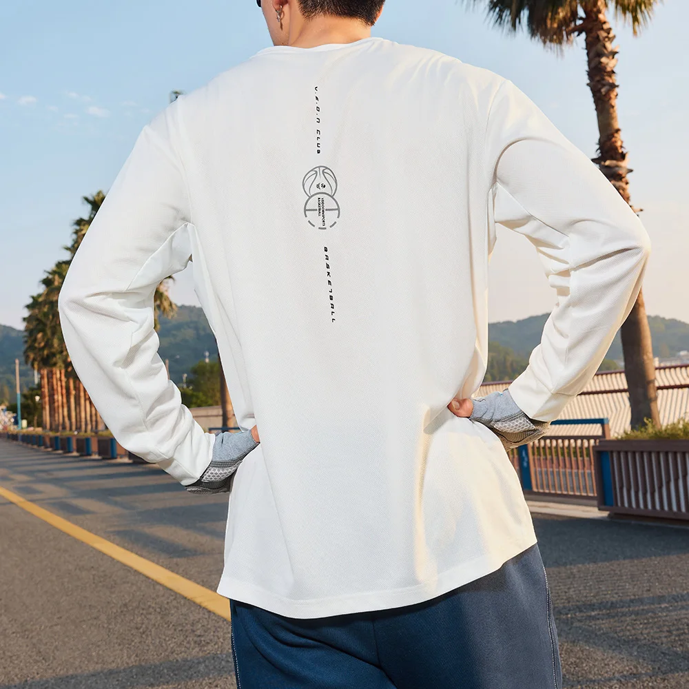 Veidoorn Simple Stylish Long Sleeve Workout T‑Shirt for Men Autumn Athletic Tee for Multi Sport Comprehensive Training
