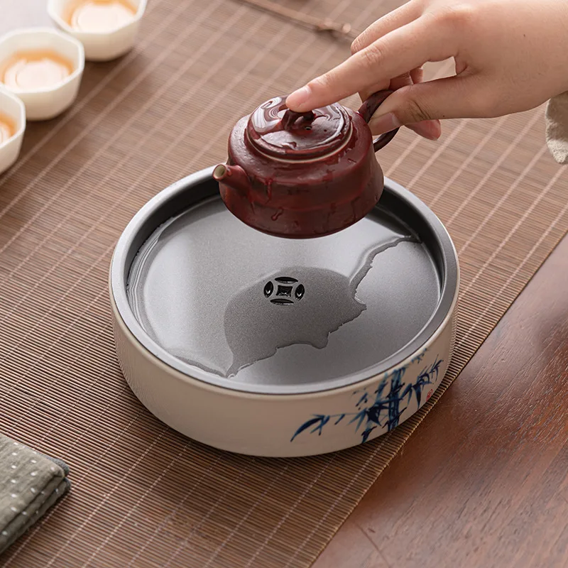 Wood ash pot bearing tray small tea table tea pot bearing retro ceramic dry foam tray home water storage Japanese tea tray