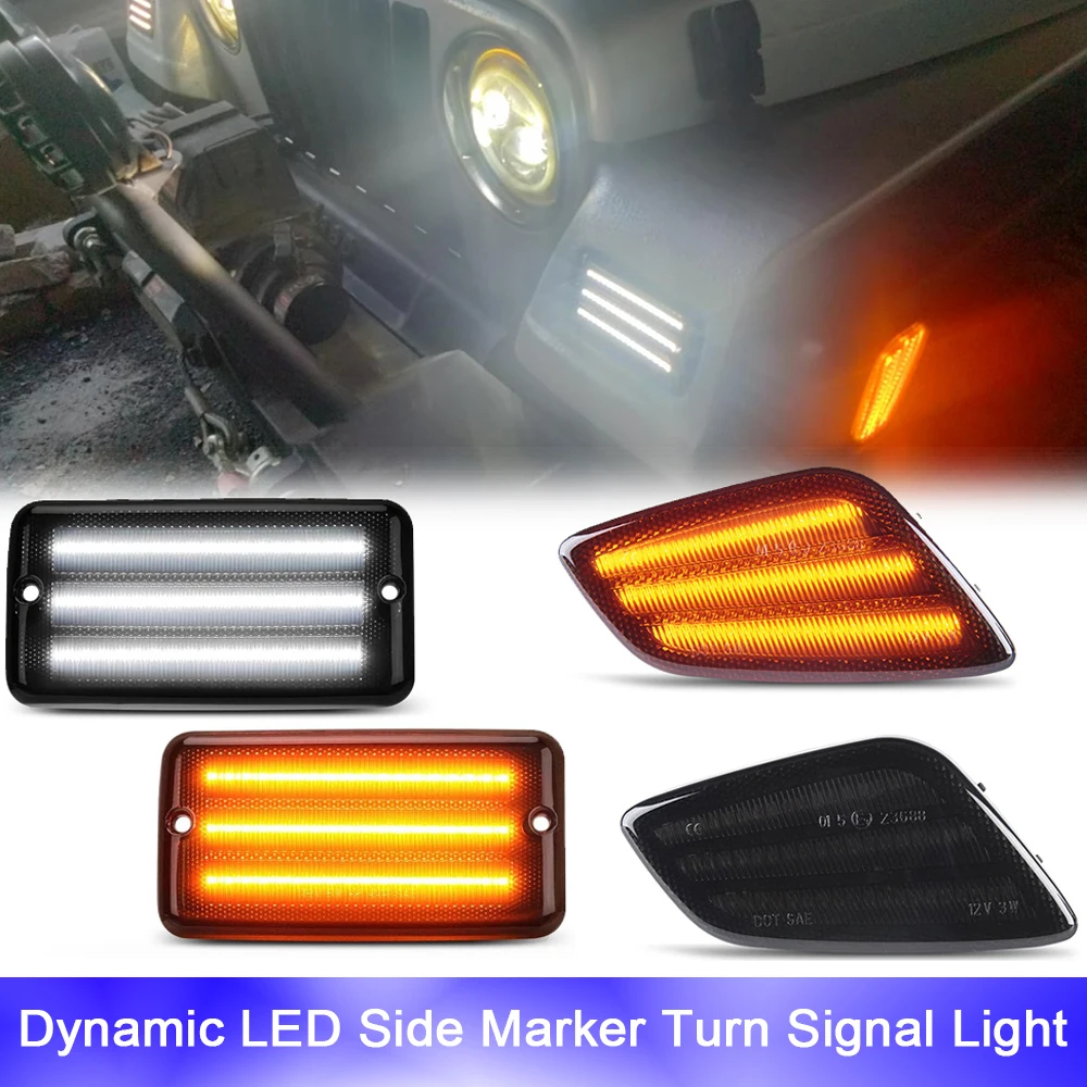 

For Jeep Wrangler TJ 1997-2006 LED Repeat Blinker Front Bumper Side Marker Turn Signal Indicator Light No Error Car Styling