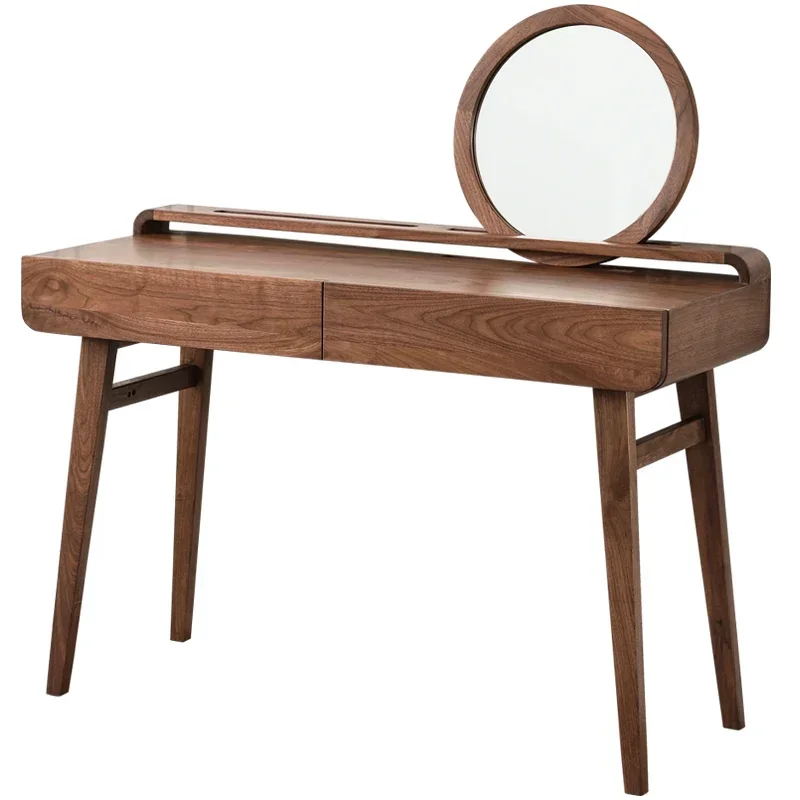 

Nordic Solid Wood Luxury Dressing Table Bedroom Light Luxury Dresser Black Walnut Makeup Table