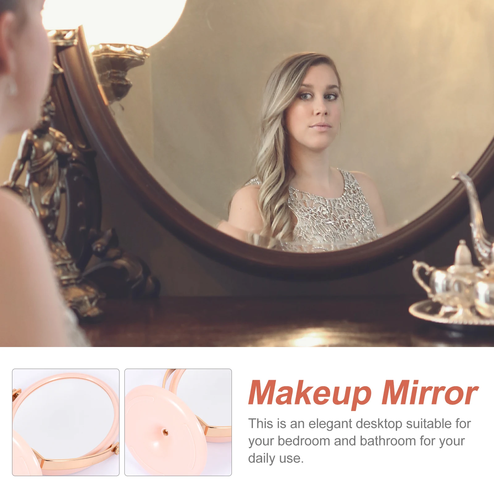 1Pcs Desktop Makeup Mirror Double-Sided Swivel High-Quality Scratch-Resistant Mirror for Women Daily Beauty Routine