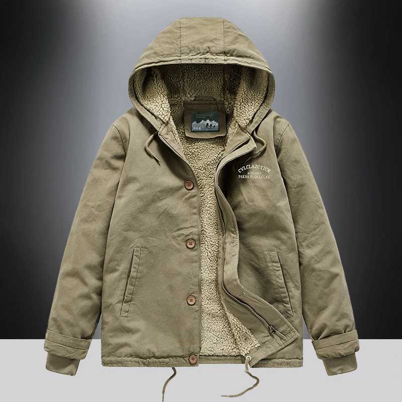 Men Winter Fleece Down Jackets Hooded Warm Coats Bomber Jackets Quality Male Cotton Winter Parkas Jackets Mens Clothing Size 5XL