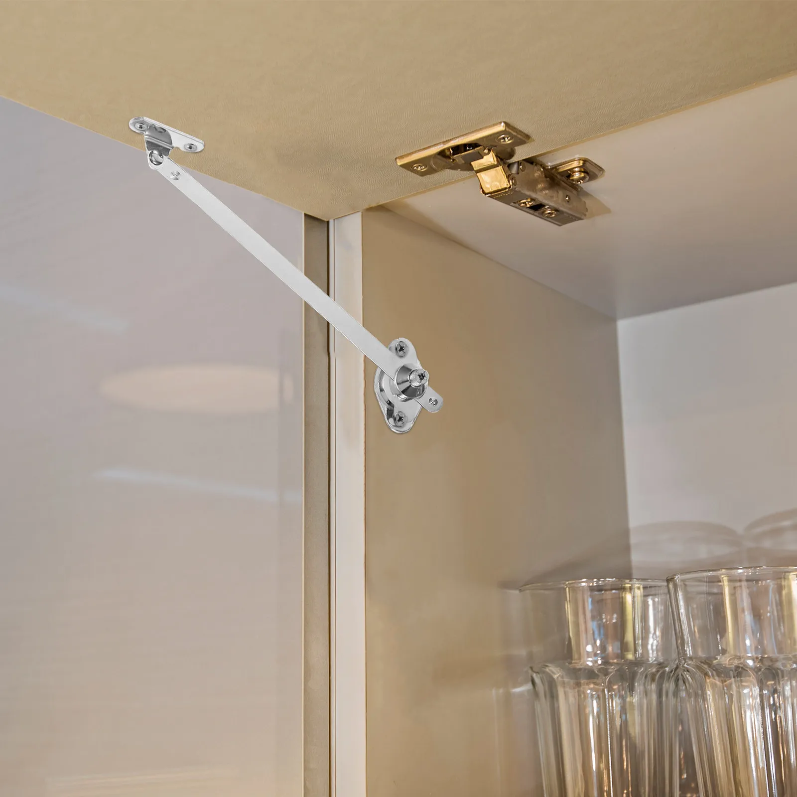 Drop Down Cabinet Door Hinges 2 Pack Hidden Support Hinges Space Saving Sliding Rail for Kitchen Cabinets