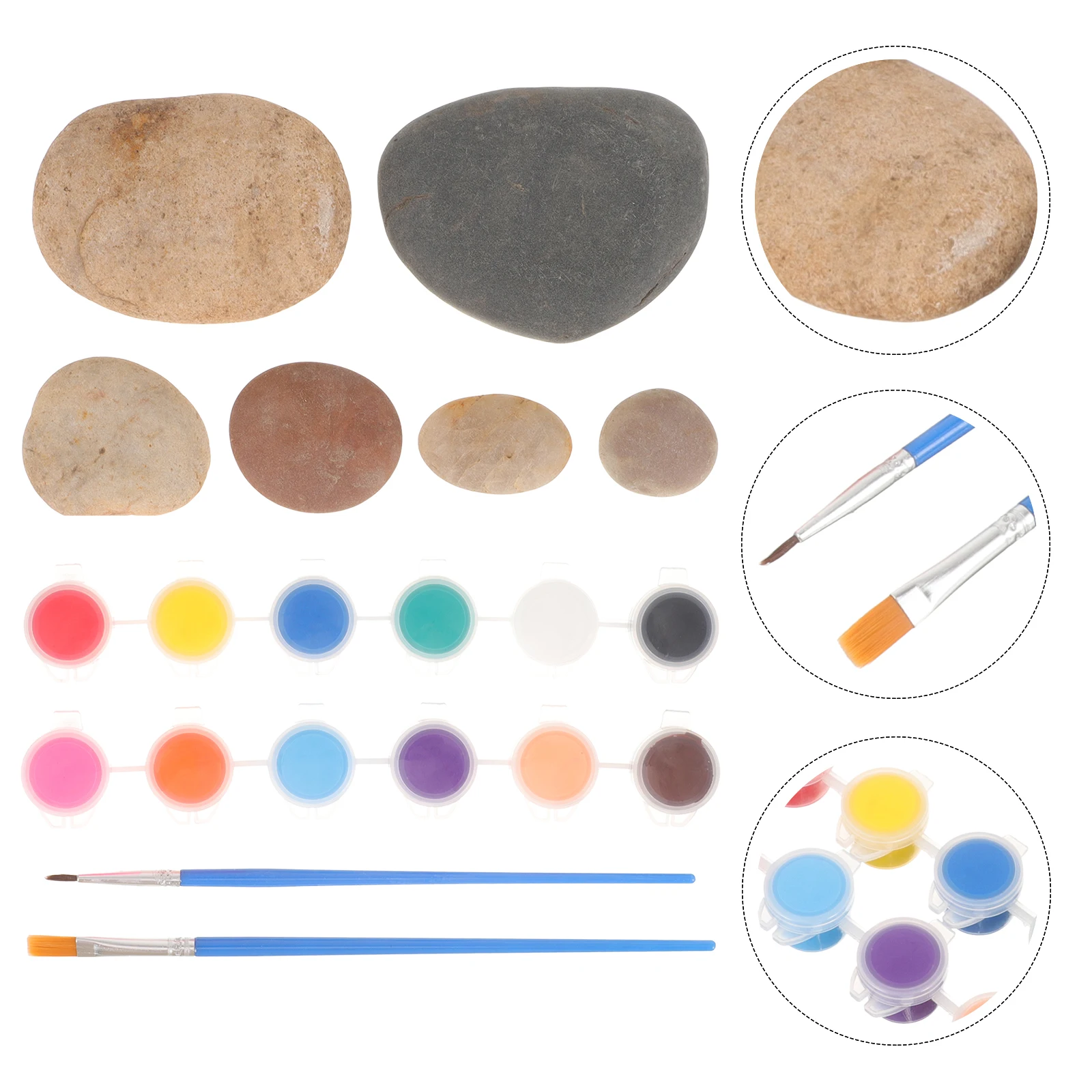 

1 Set Diy Craft Stones Pigments Multi-Function Smooth Rocks Kids Drawing Decorative Flat Pebbles Rock Painting Supplies For