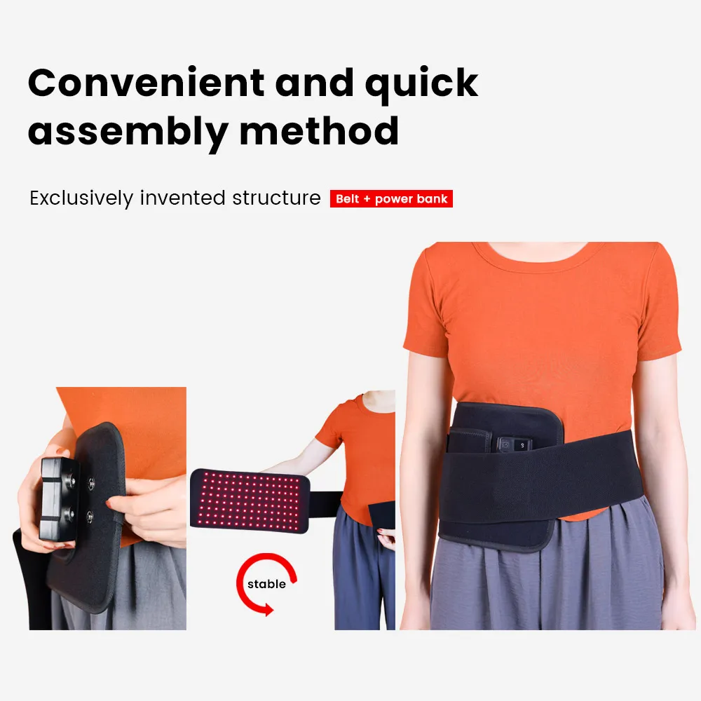 IDEATHERAPY高品質ポータブル660nm 850nm赤色光療法マッサージベルト、腰痛緩和用ハンドヘルド