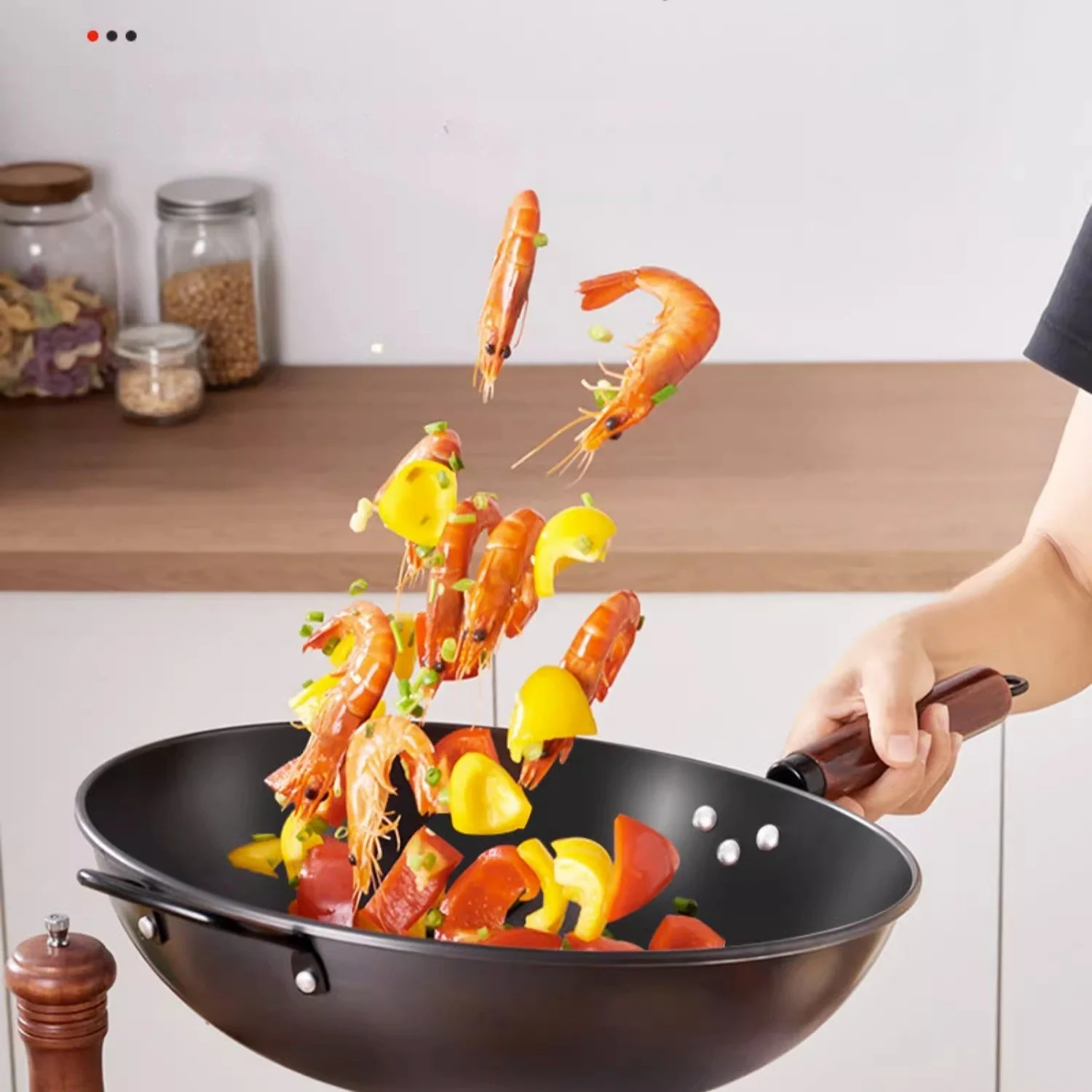 GIANXI olla de cocina china, utensilios de cocina, olla de hierro antiadherente para el hogar, olla de hierro sin recubrimiento, sartén de cocina