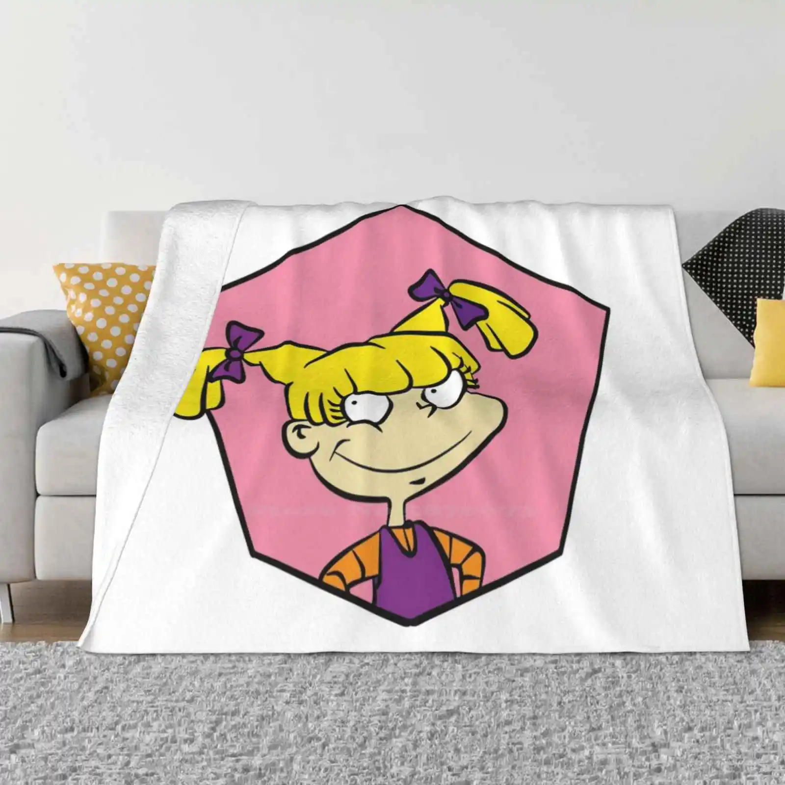 Angelica Pickles Trend Style Funny Fashion Soft Throw Blanket 90S Angelica Pink Purple Girl Pickles Cartoon