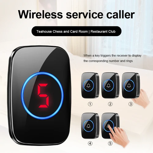 Timbre inalámbrico con pantalla Digital, timbre inteligente para el hogar, 60 canciones, 5 volúmenes, recordatorio de timbre de llamada, adecuado para villas familiares, tiendas, etc.