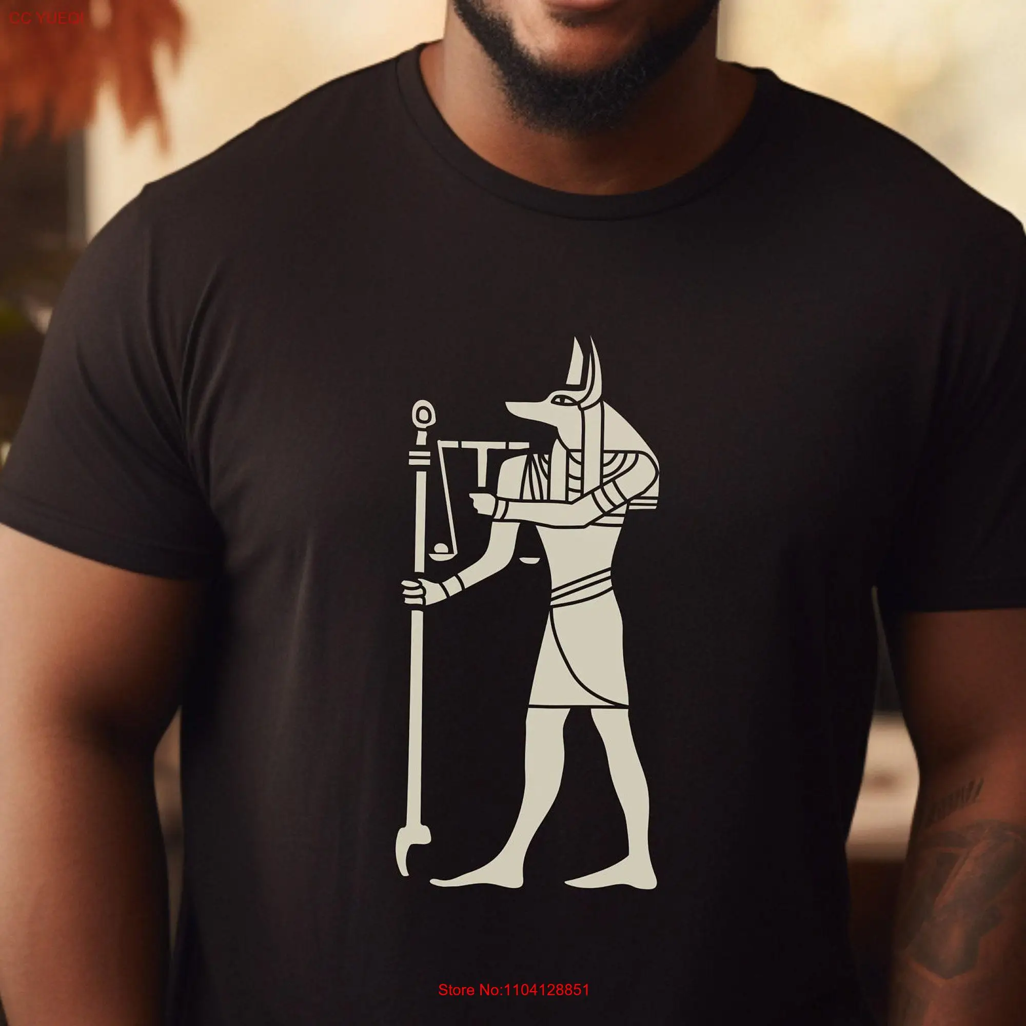 Anubis T Shirt Egyptian Symbol Symbolic Hieroglyph Esoteric Ancient Egypt Unique gift for Him Heavy Cotton