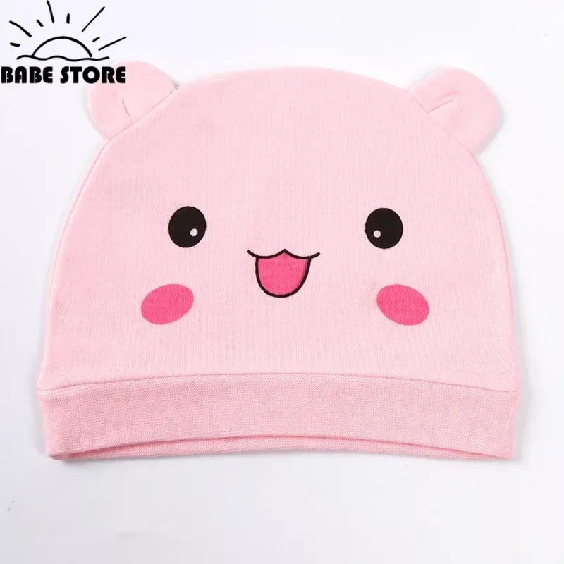 Gorros de algodón 100% para bebé recién nacido, gorro con estampado de dibujos animados, adecuado para niños de 0 a 12 meses, 40 colores